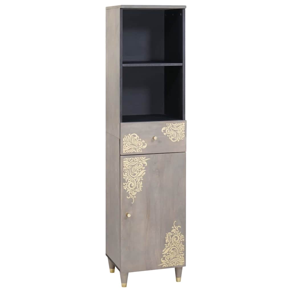 Badezimmerschrank-Set Wandmontiert 3 pcs Grau Massivholz Mango