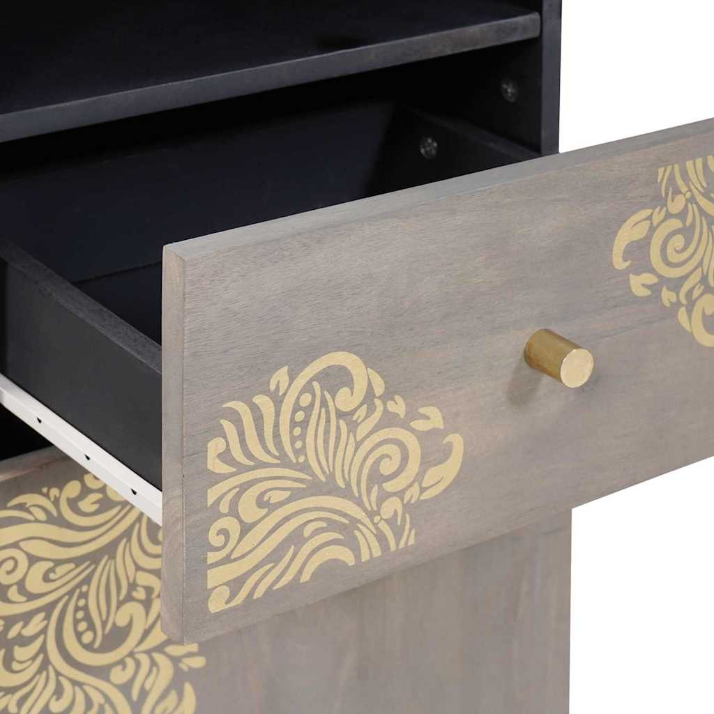 Badezimmerschrank-Set Wandmontiert 4 pcs Grau Massivholz Mango
