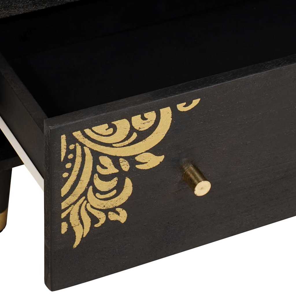 Sideboard 2 pcs Schwarz 60 x 33 x 75 cm Massivholz Mango