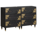 Sideboard 2 pcs Schwarz 60 x 33 x 75 cm Massivholz Mango