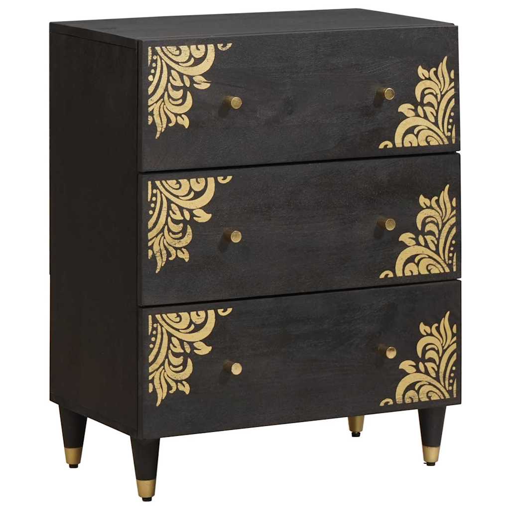 Sideboard 2 pcs Schwarz 60 x 33 x 75 cm Massivholz Mango