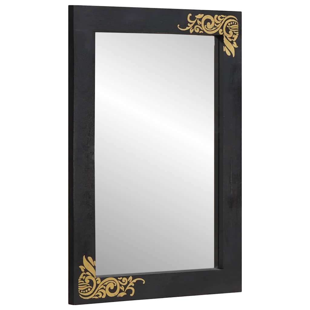 Badezimmerschrank-Set mit Tür 2 pcs Schwarz Massivholz Mango
