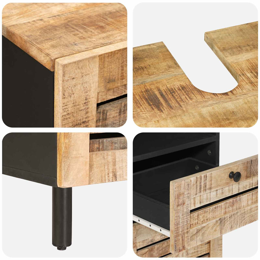 Badezimmerschrank-Set 3 Stk. Natur 38 x 33 x 160 cm