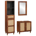 Badezimmerschrank 3 pcs Braun und Schwarz Massivholz Mango