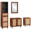 Badezimmerschrank 4 pcs Braun und Schwarz Massivholz Mango