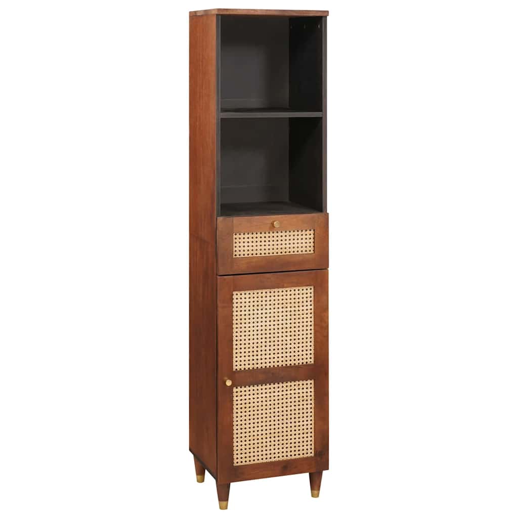 Badezimmerschrank 4 pcs Braun und Schwarz Massivholz Mango