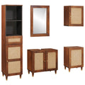 Badezimmerschrank 5 pcs Braun und Schwarz Massivholz Mango