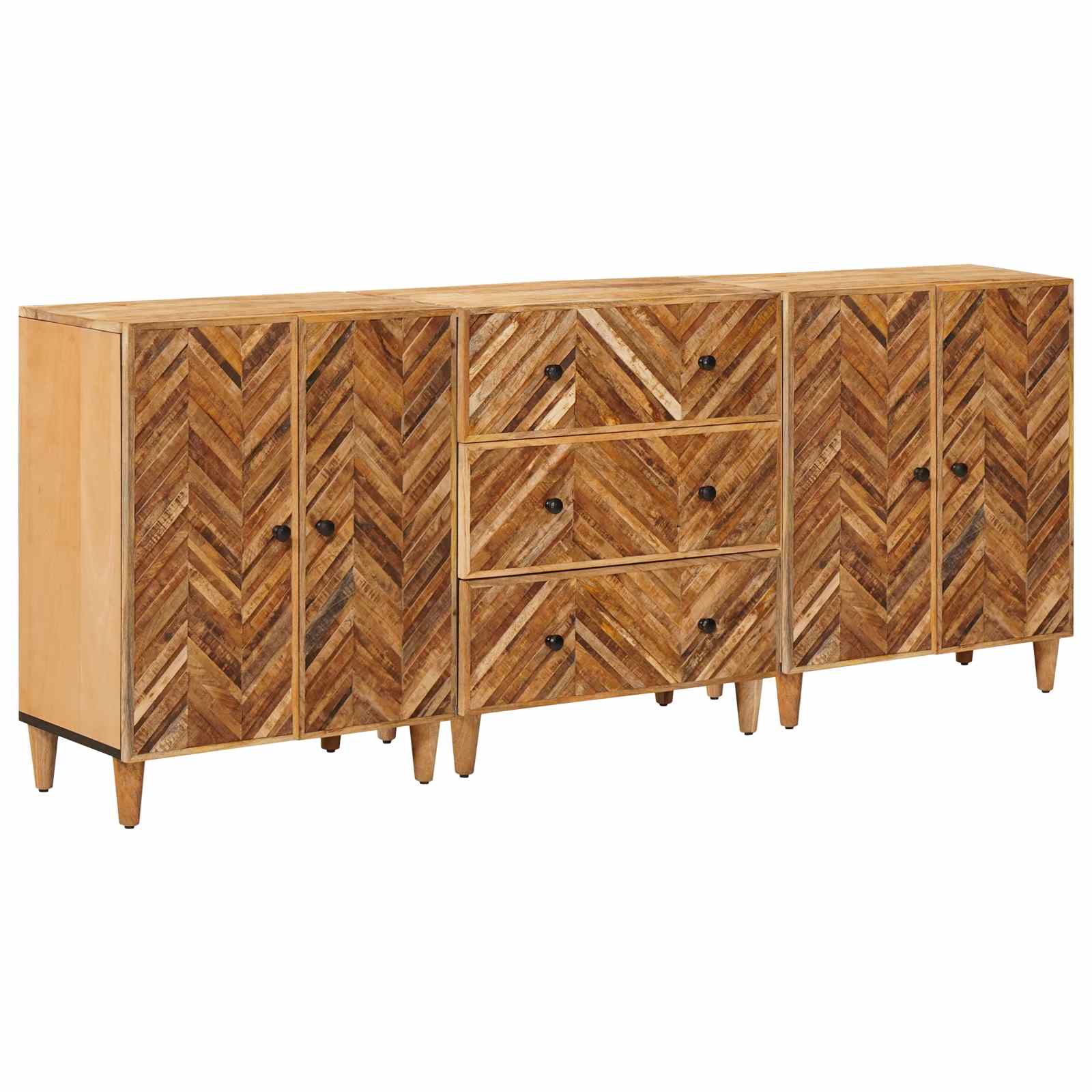 Stauraumschränke 3 pcs Braun 60 x 33,5 x 75 cm Massivholz Mango