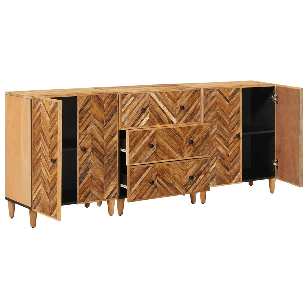Stauraumschränke 3 pcs Braun 60 x 33,5 x 75 cm Massivholz Mango