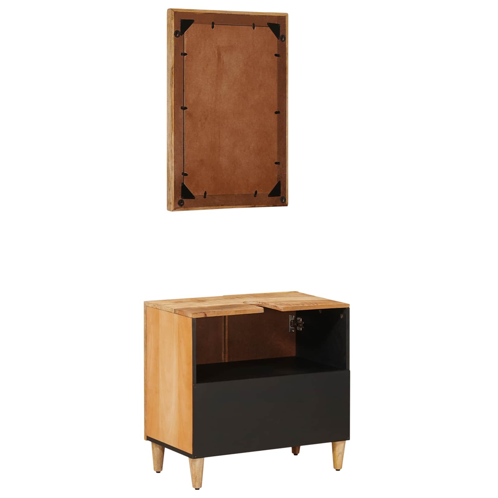 Badezimmerschrank-Set Wandmontiert 2 pcs Massivholz Mango