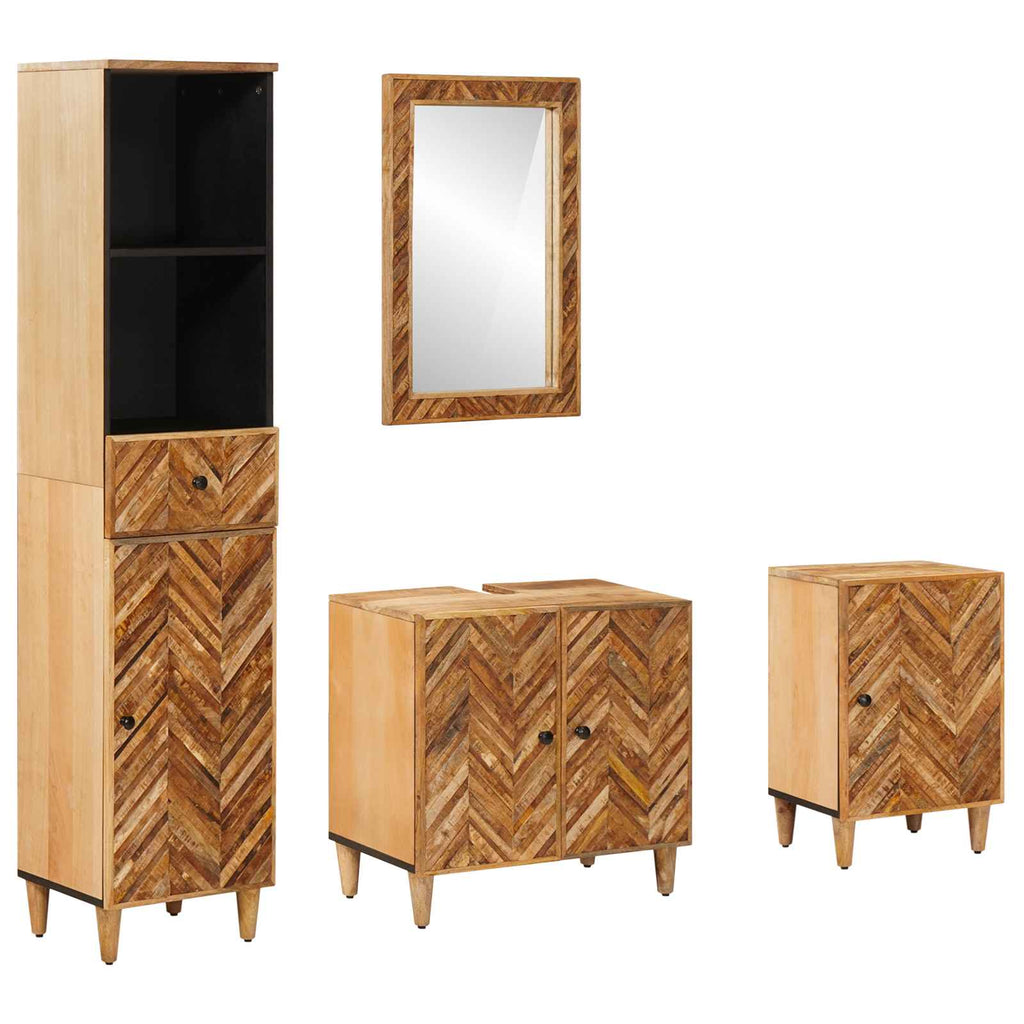 Badezimmerschrank-Set mit Schubladen 4 pcs Massivholz Mango
