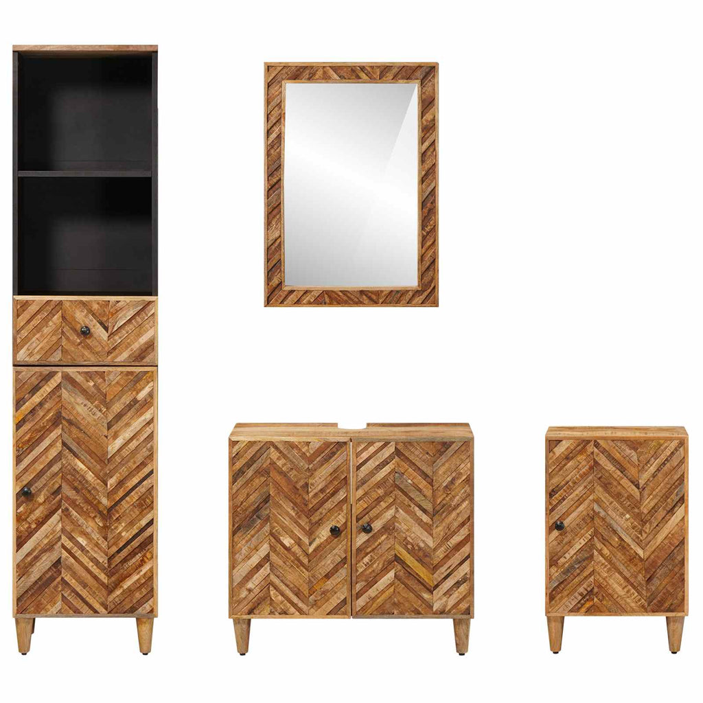 Badezimmerschrank-Set mit Schubladen 4 pcs Massivholz Mango
