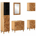 Badezimmerschrank-Set mit Schubladen 5 pcs Massivholz Mango