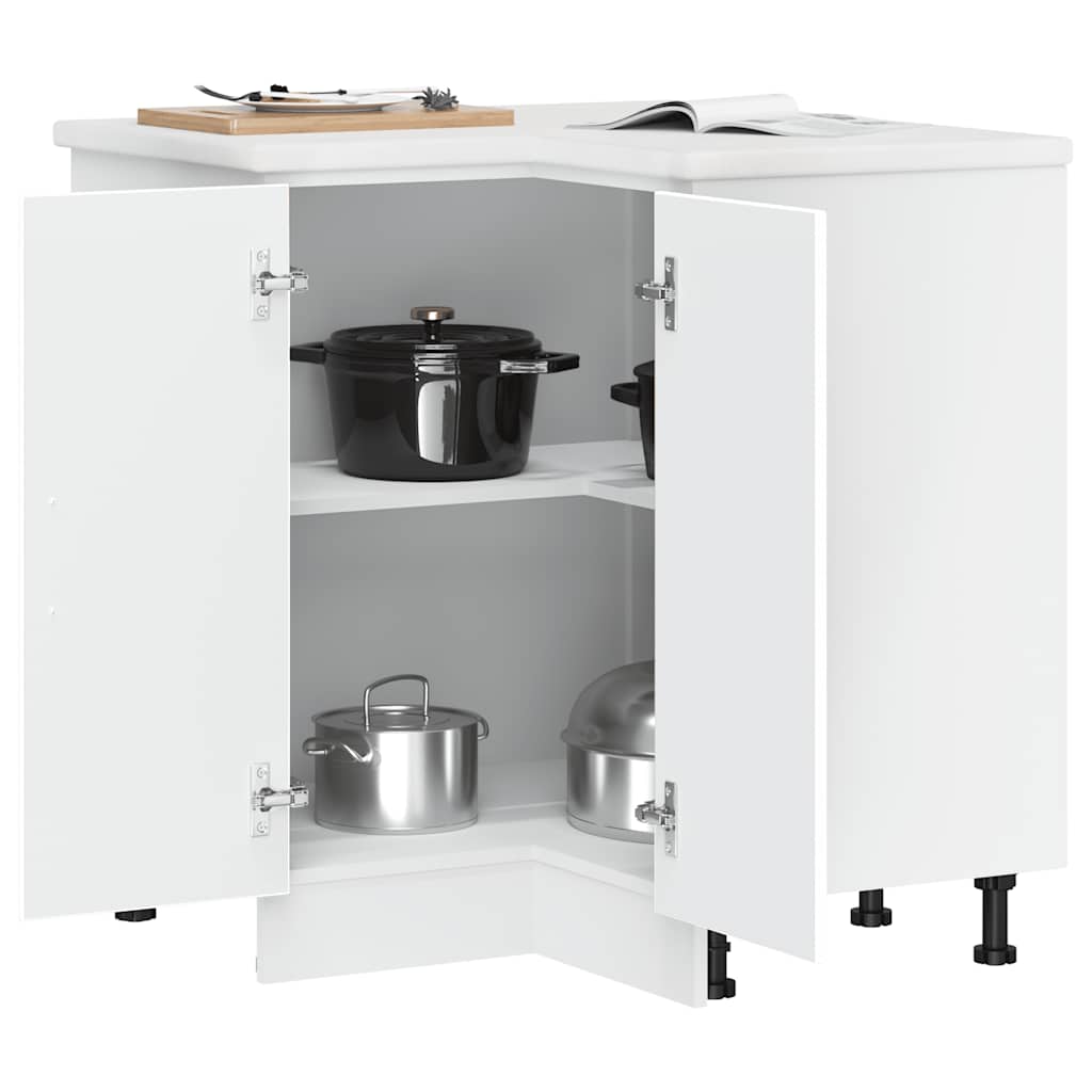 Küchen-Eckunterschrank Kalmar Weiß Holzwerkstoff