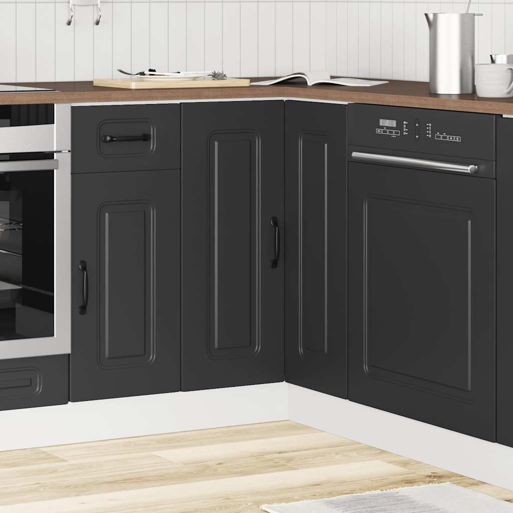Küchen-Eckunterschrank Kalmar Schwarz Holzwerkstoff