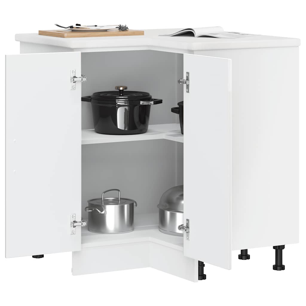 Küchen-Eckunterschrank Kalmar Hochglanz-Weiß Holzwerkstoff