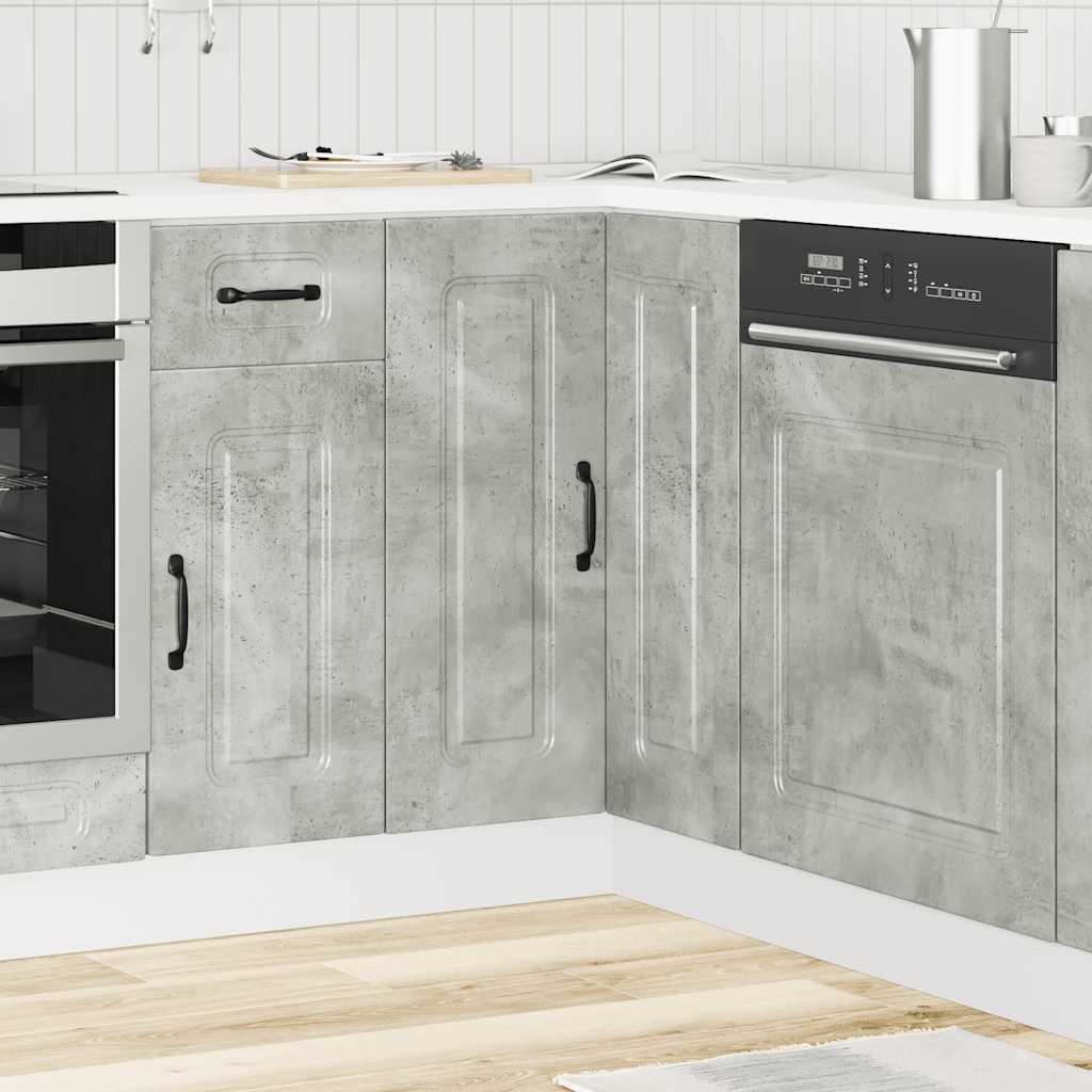 Küchen-Eckunterschrank Kalmar Betongrau Holzwerkstoff