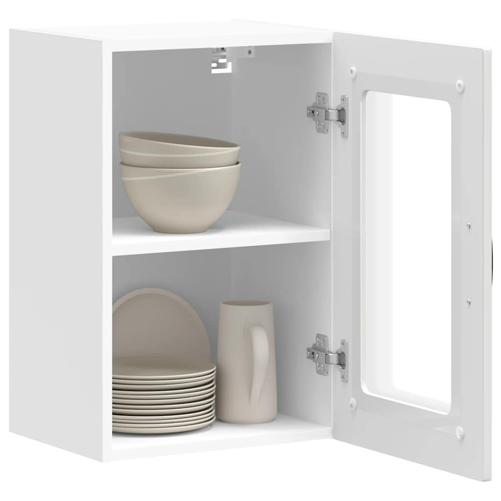 Küchen-Hängeschrank mit Glastür Kalmar Weiß Holzwerkstoff