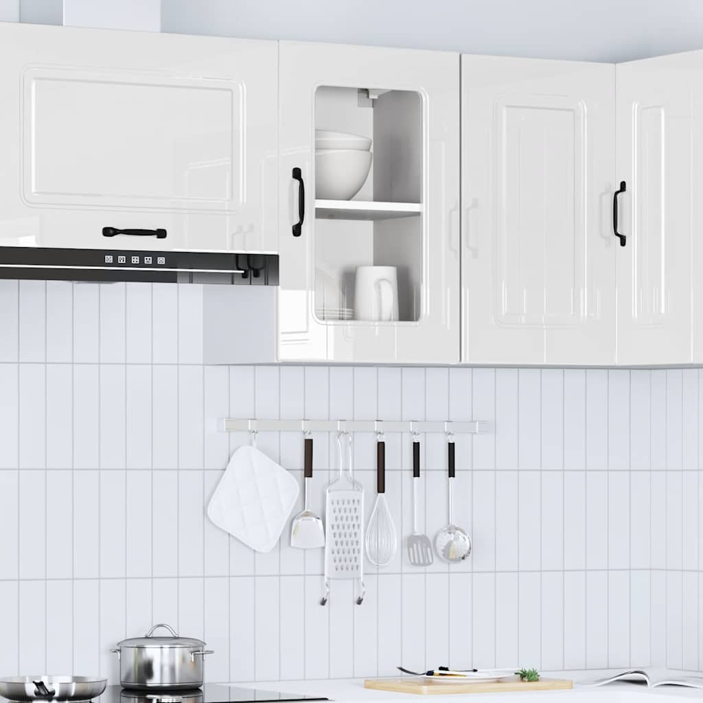 Küchen-Hängeschrank mit Glastür Kalmar Hochglanz-Weiß Holzwerkstoff
