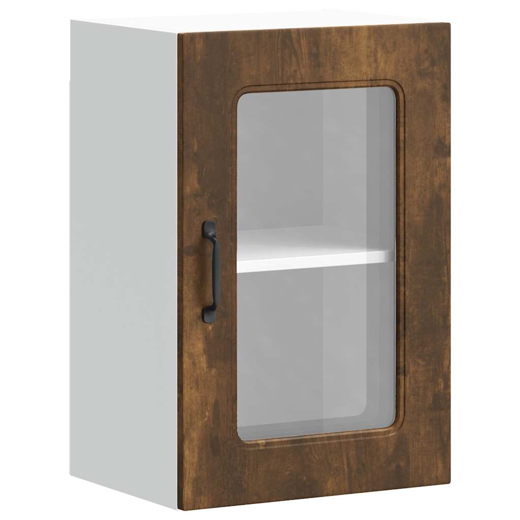 Küchen-Hängeschrank mit Glastür Kalmar Räuchereiche Holzwerkstoff