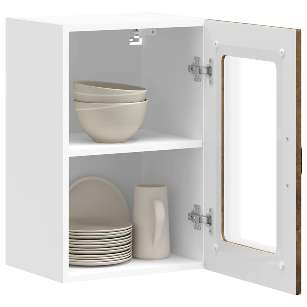 Küchen-Hängeschrank mit Glastür Kalmar Räuchereiche Holzwerkstoff
