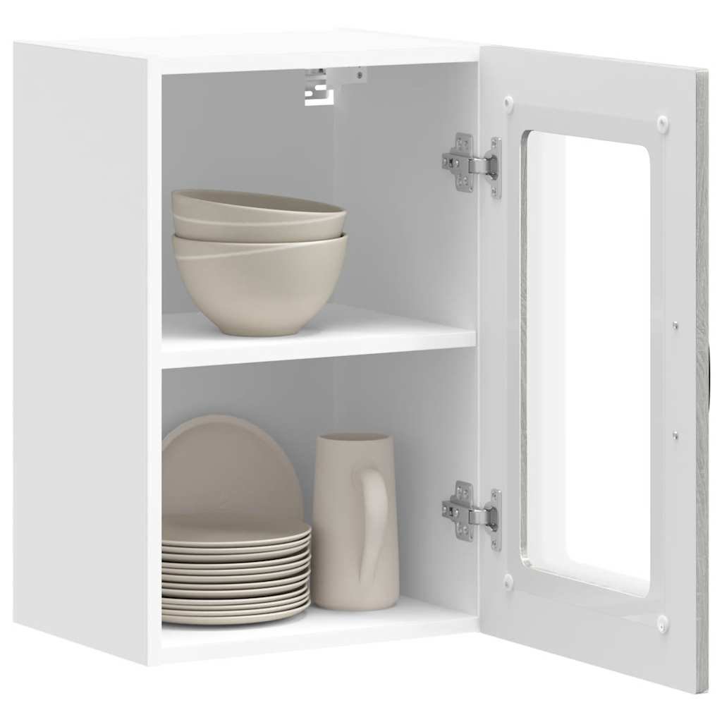 Küchen-Hängeschrank mit Glastür Kalmar Grau Sonoma Holzwerkstoff