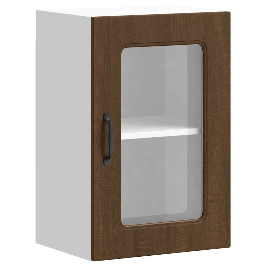 Küchen-Hängeschrank mit Glastür Kalmar Braun Eichen-Optik