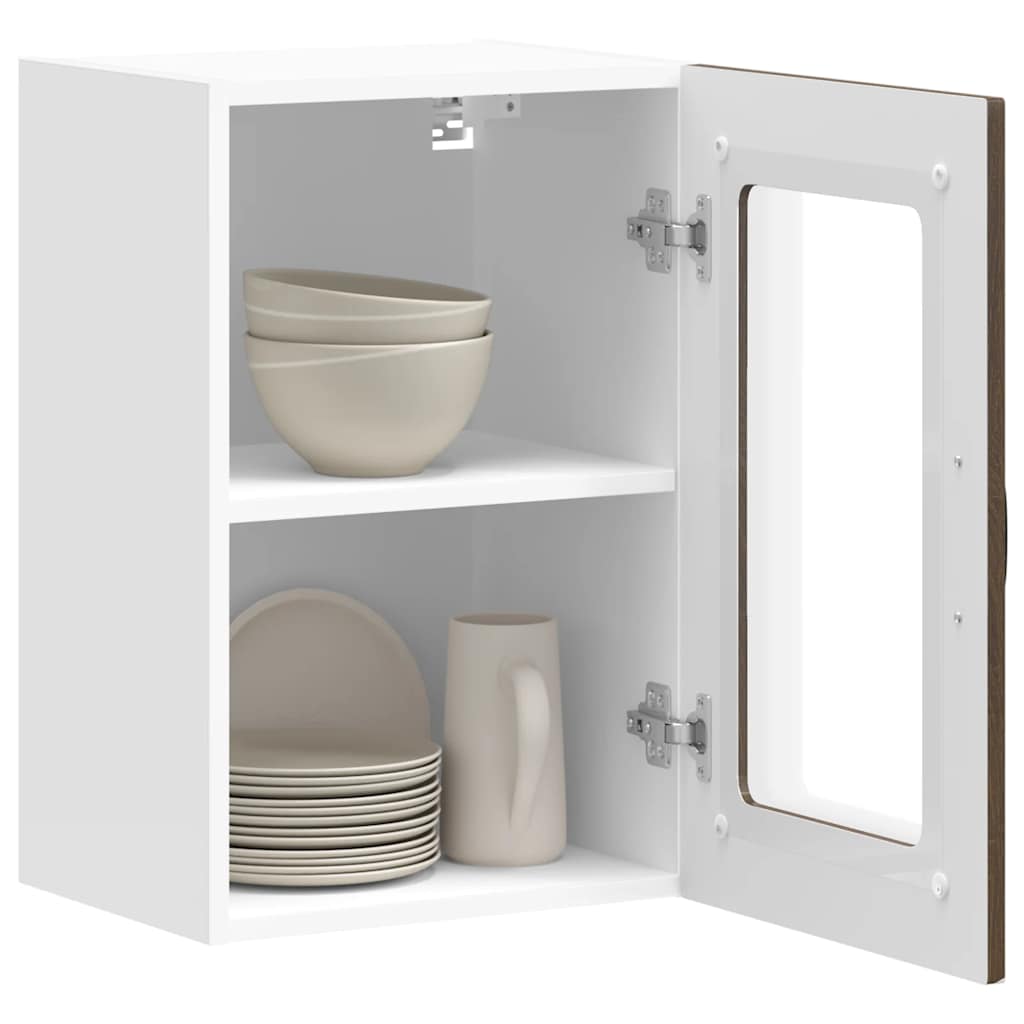 Küchen-Hängeschrank mit Glastür Kalmar Braun Eichen-Optik