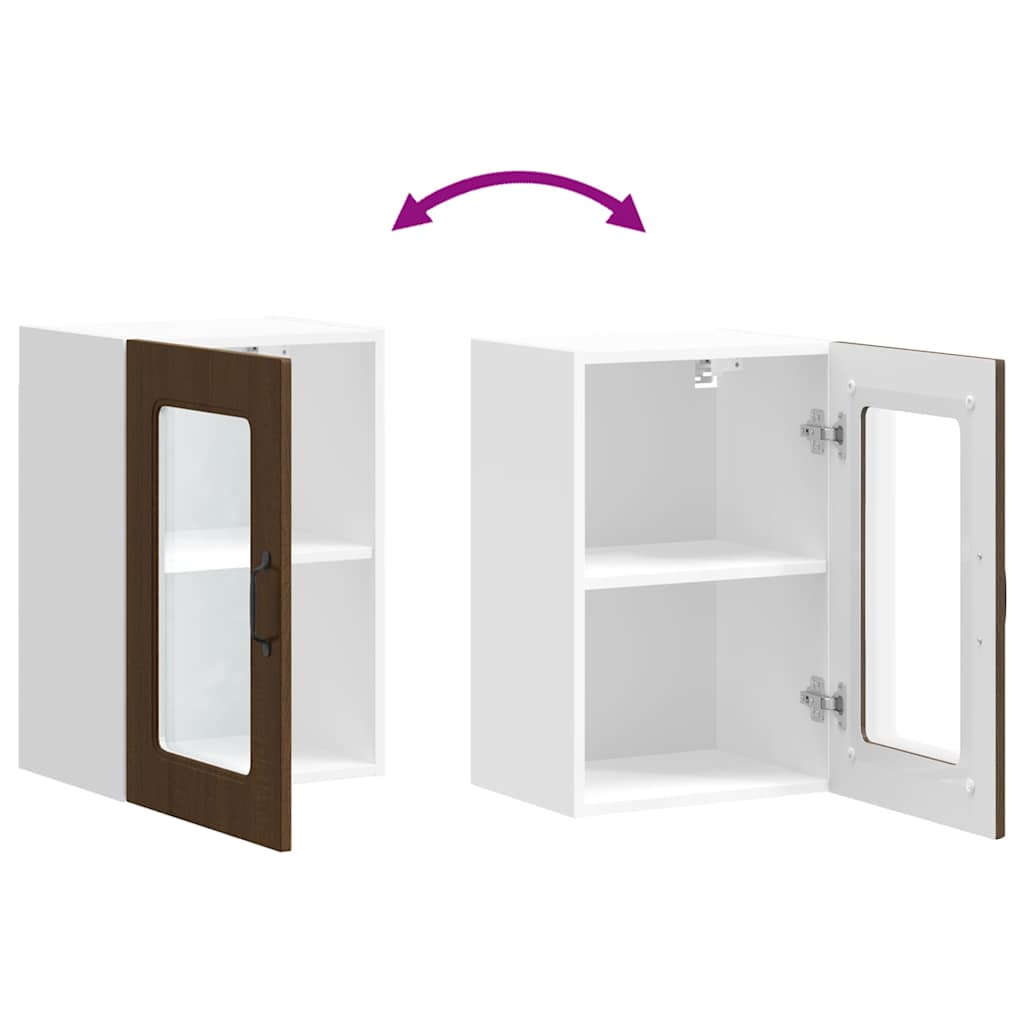 Küchen-Hängeschrank mit Glastür Kalmar Braun Eichen-Optik