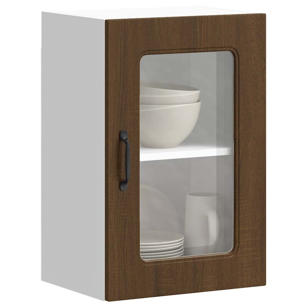 Küchen-Hängeschrank mit Glastür Kalmar Braun Eichen-Optik