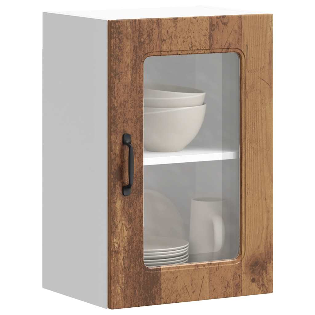 Küchen-Hängeschrank mit Glastür Kalmar Altholz-Optik Holzwerkstoff