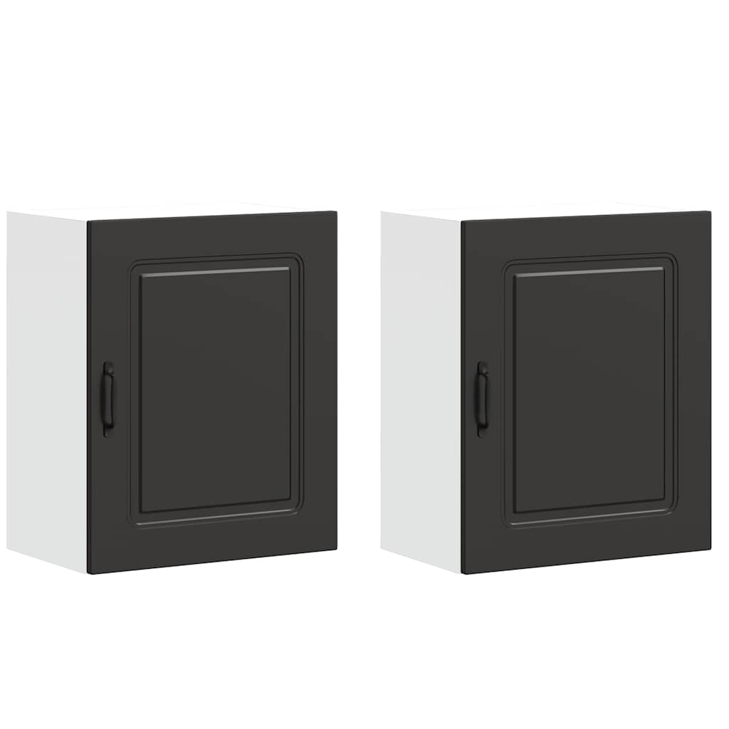 Küchen-Hängeschränke 2 Stk. Kalmar Schwarz Holzwerkstoff