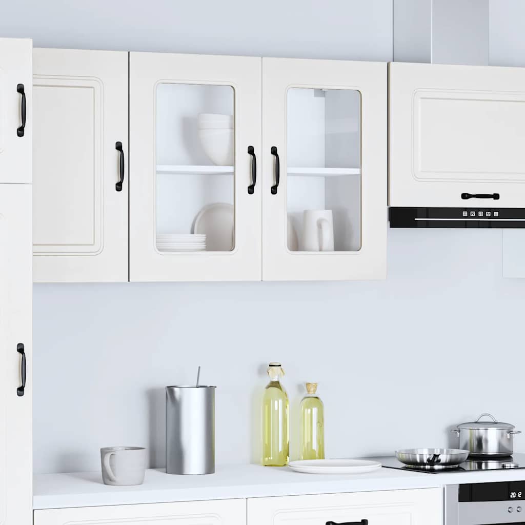 Küchen-Hängeschrank mit Glastür Kalmar Weiß Holzwerkstoff