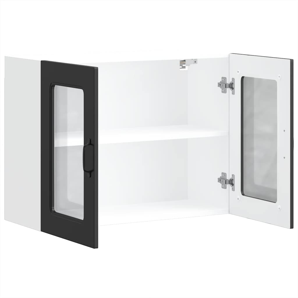 Küchen-Hängeschrank mit Glastür Kalmar Schwarz Holzwerkstoff