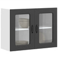 Küchen-Hängeschrank mit Glastür Kalmar Schwarz Holzwerkstoff