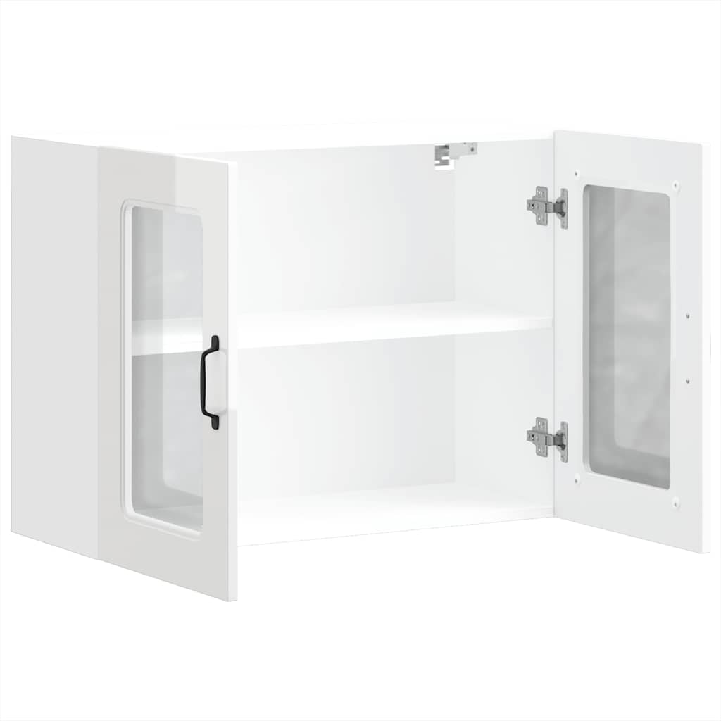 Küchen-Hängeschrank mit Glastür Kalmar Hochglanz-Weiß Holzwerkstoff