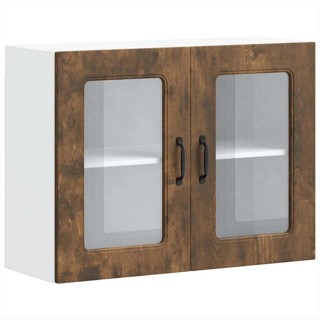 Küchen-Hängeschrank mit Glastür Kalmar Räuchereiche Holzwerkstoff