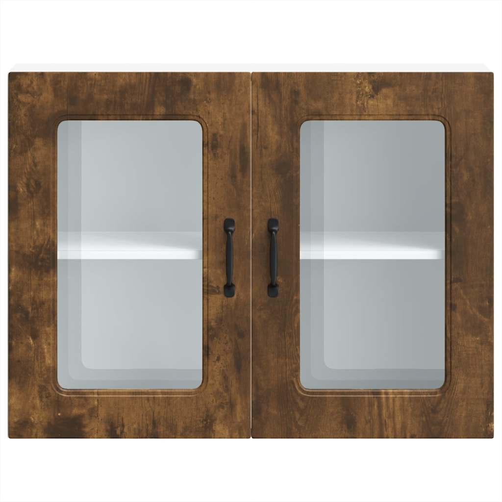 Küchen-Hängeschrank mit Glastür Kalmar Räuchereiche Holzwerkstoff