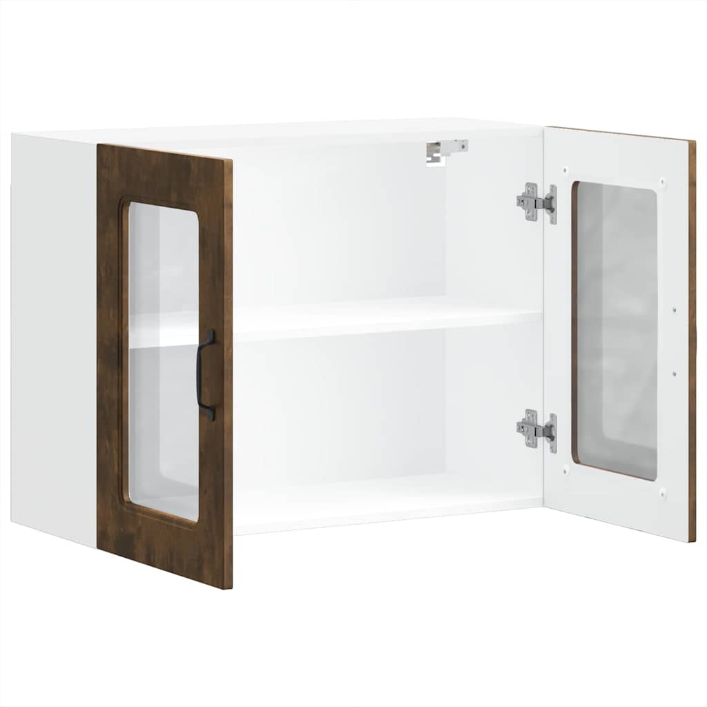 Küchen-Hängeschrank mit Glastür Kalmar Räuchereiche Holzwerkstoff