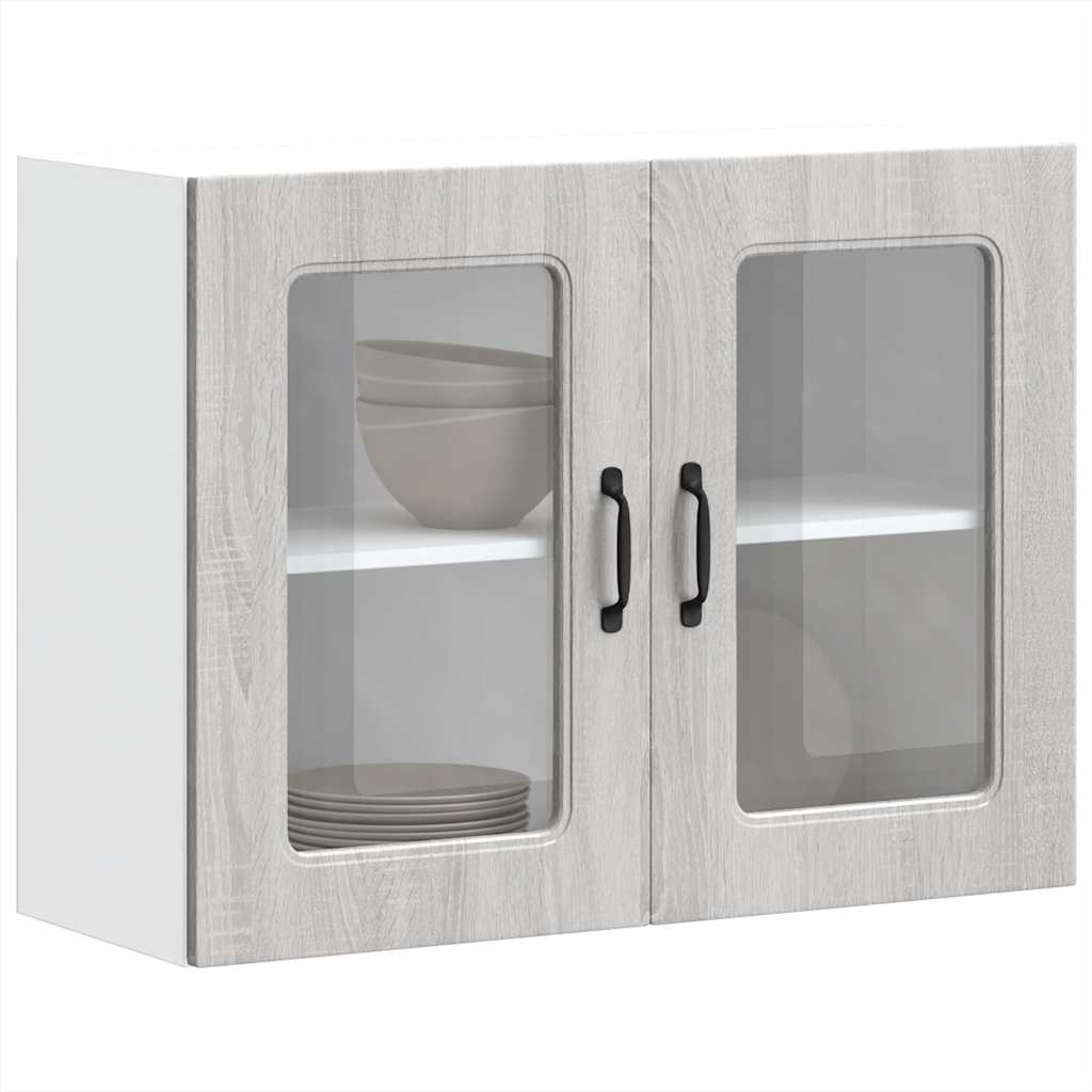 Küchen-Hängeschrank mit Glastür Kalmar Grau Sonoma Holzwerkstoff