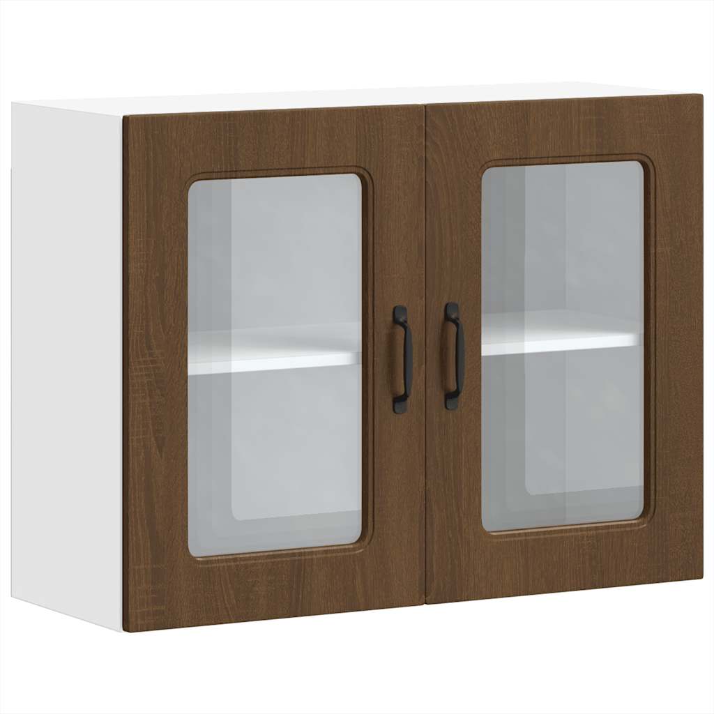 Küchen-Hängeschrank mit Glastür Kalmar Braun Eichen-Optik
