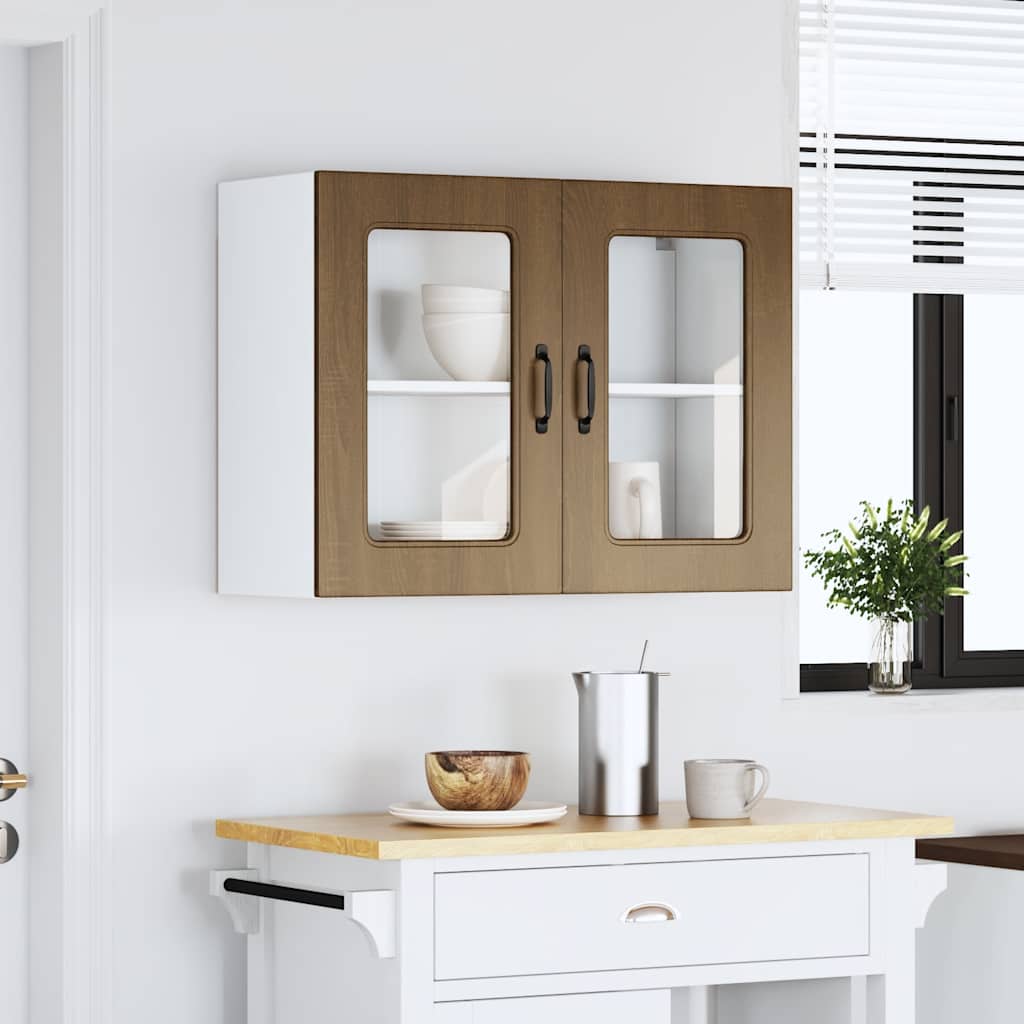 Küchen-Hängeschrank mit Glastür Kalmar Braun Eichen-Optik