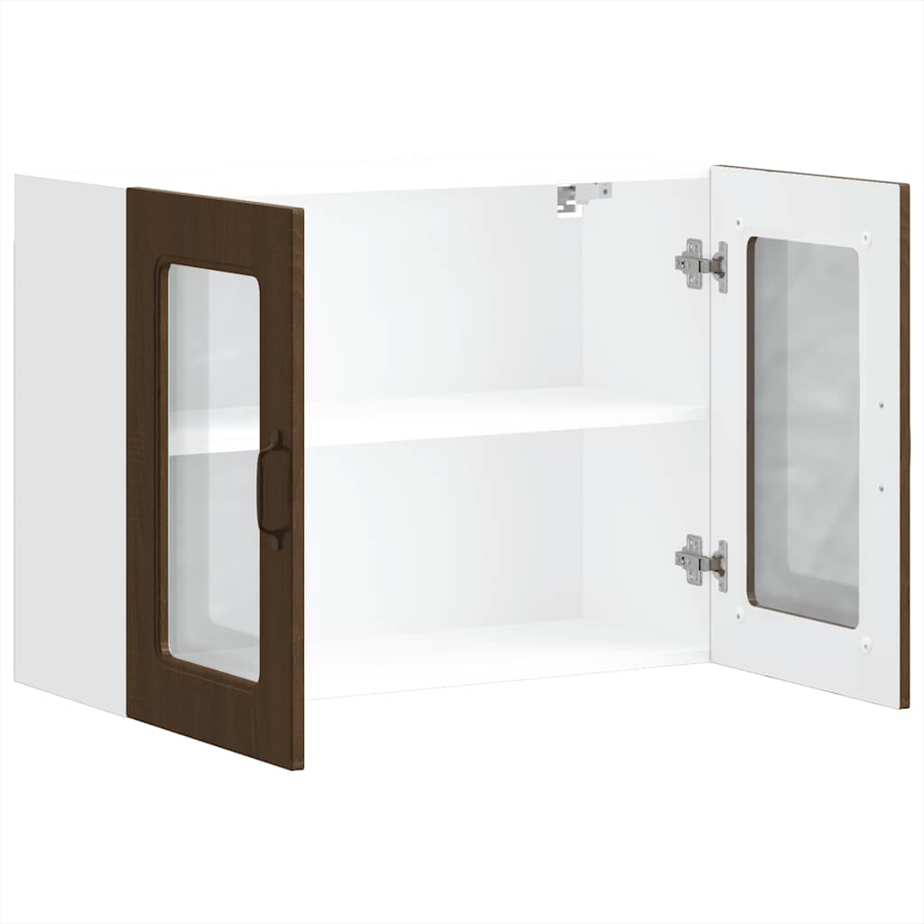 Küchen-Hängeschrank mit Glastür Kalmar Braun Eichen-Optik