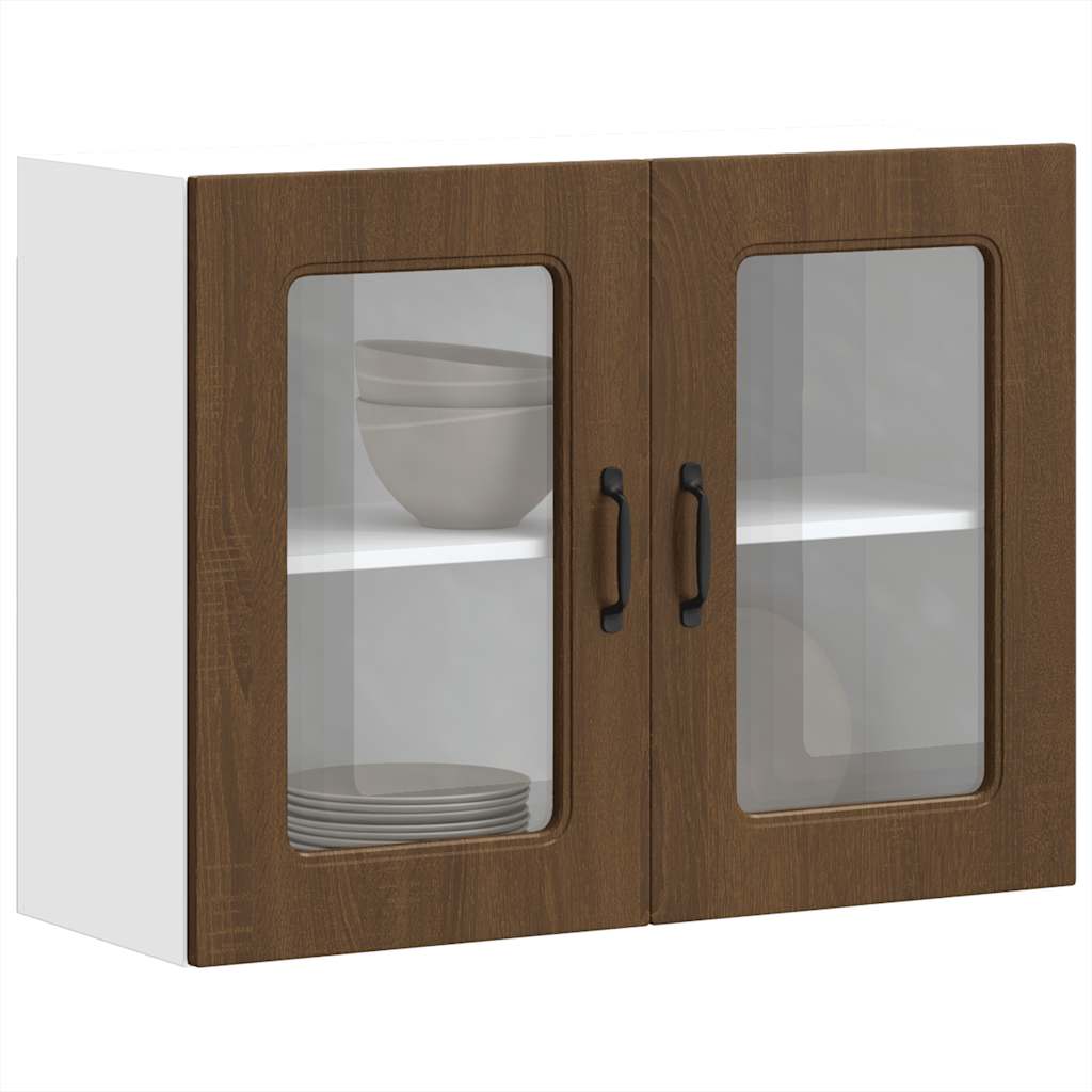 Küchen-Hängeschrank mit Glastür Kalmar Braun Eichen-Optik