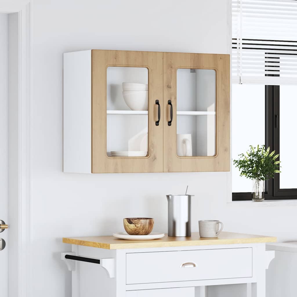 Küchen-Hängeschrank mit Glastür Kalmar Artisan-Eiche Holzwerkstoff