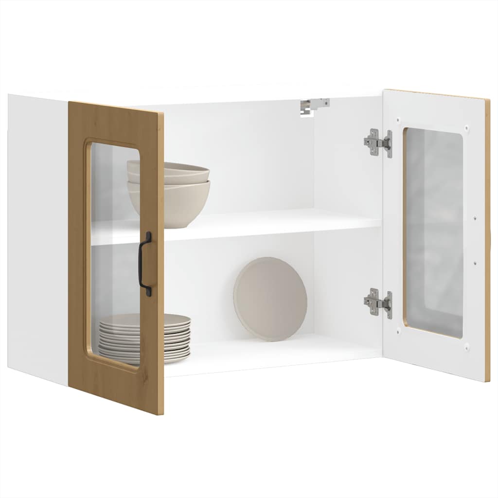 Küchen-Hängeschrank mit Glastür Kalmar Artisan-Eiche Holzwerkstoff