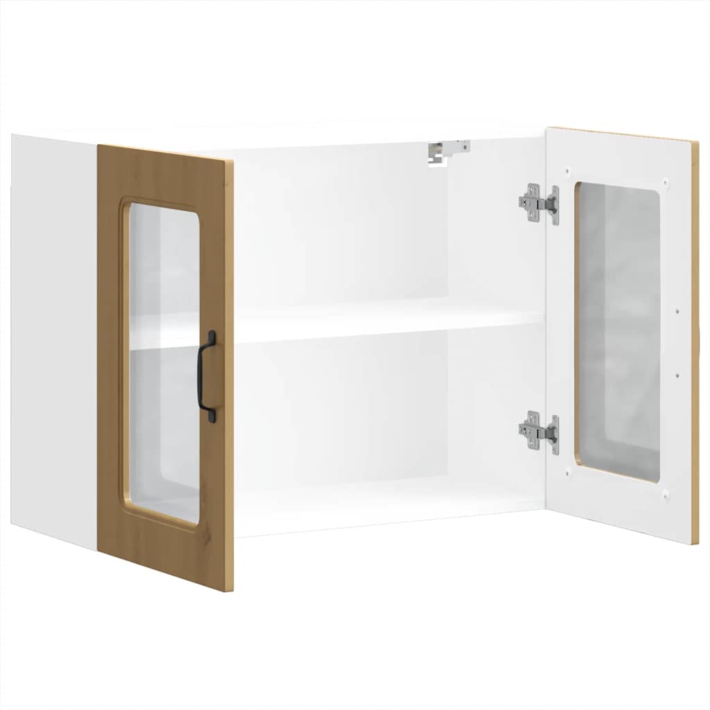 Küchen-Hängeschrank mit Glastür Kalmar Artisan-Eiche Holzwerkstoff