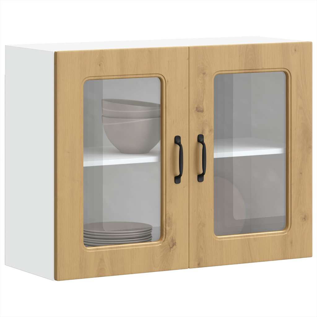 Küchen-Hängeschrank mit Glastür Kalmar Artisan-Eiche Holzwerkstoff