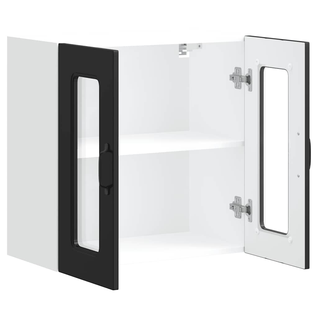 Küchen-Hängeschrank mit Glastür Kalmar Schwarz Holzwerkstoff