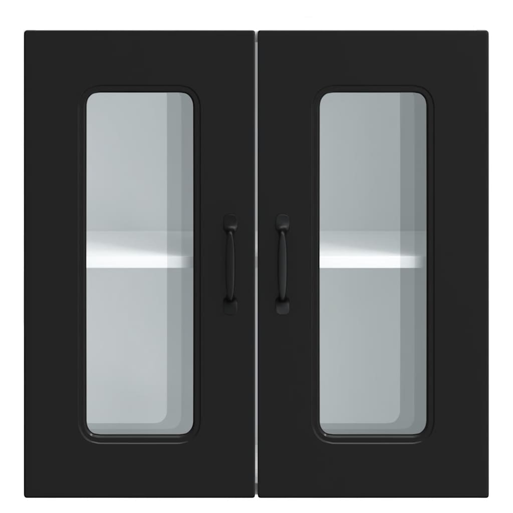 Küchen-Hängeschrank mit Glastür Kalmar Schwarz Holzwerkstoff